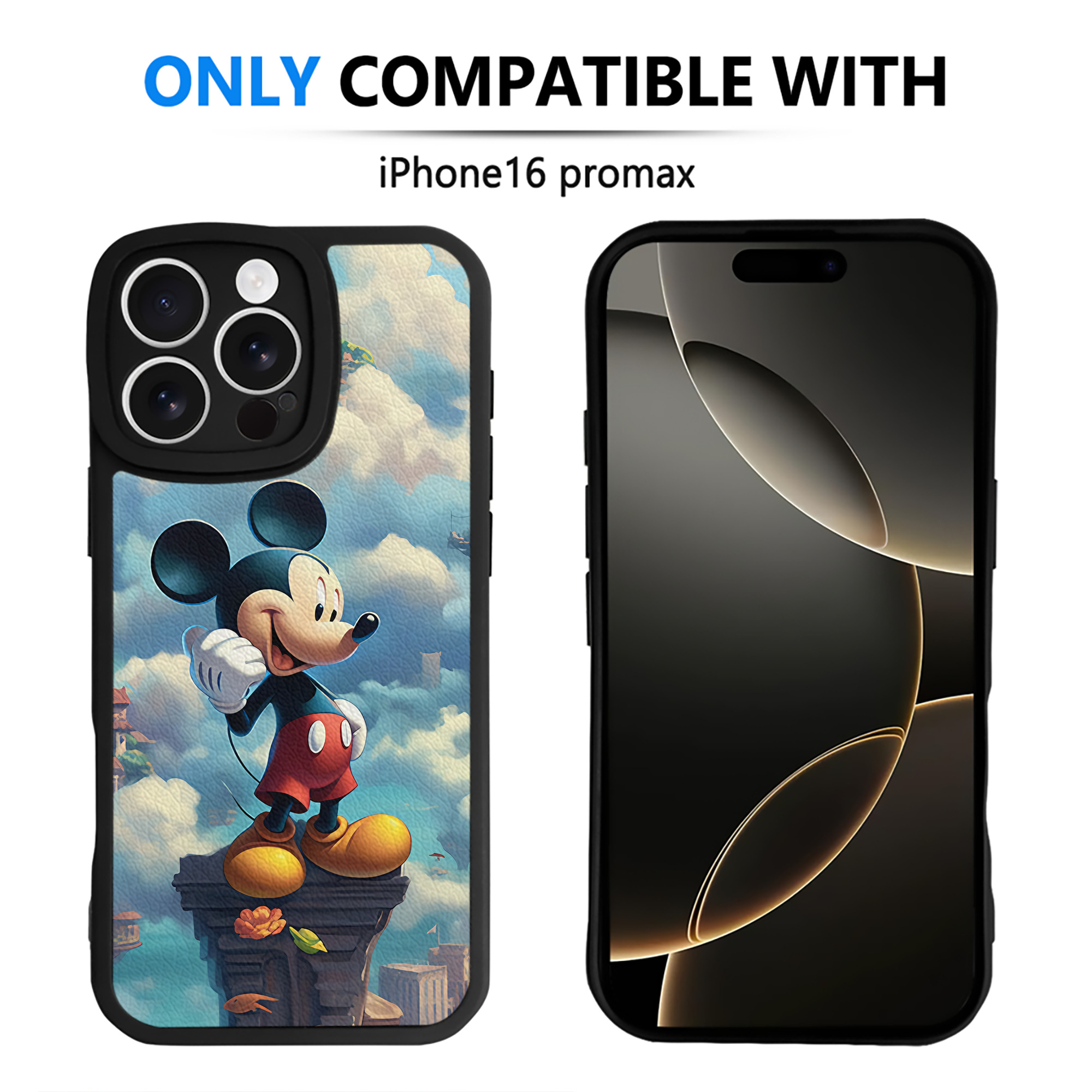 （画像用） ミッキーマウス Mickey Mouse 【iPhone 16シリーズ対応】シリコンスマホケース（レザー調） 材質：シリコン